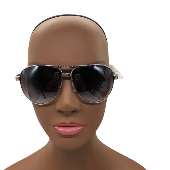 Aviator Style Womens Fashion Sunglasses Silver Frame Black Gradient Lenses UV400 - Picture 2 of 8